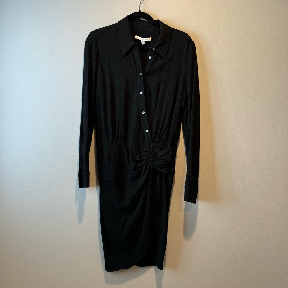 Veronica Beard Black Long Sleeve Ruched Black Dress